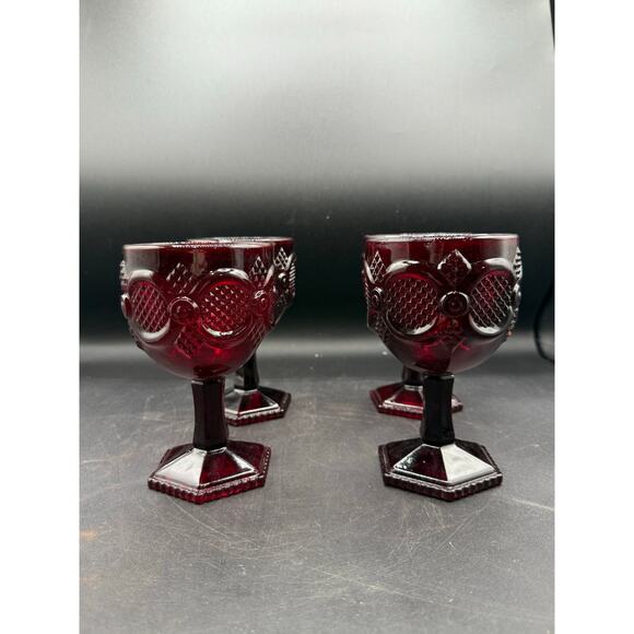 Vintage Avon Ruby Red 1876 Cape Cod Wine Goblets – Set of 4 - Picture 8 of 8